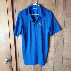 Sport-Tek Blue Performance Polo Shirt Mens Medium M Moisture Wicking MCL Logo